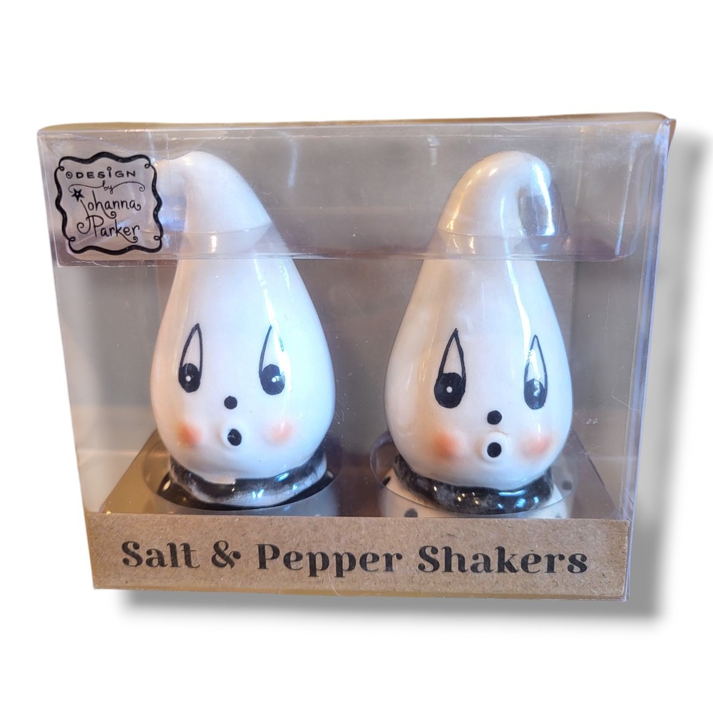 Johanna Parker Transpac Gus Ghost Vintage Style Salt Pepper Shakers Halloween